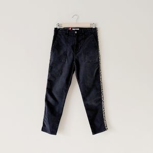 Sundry Utility Black Leopard Trim Trousers 26